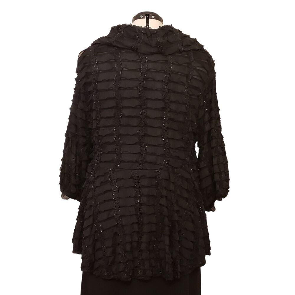 Come N See Black Ruffle Sequin Chiffon Jacket 2 PC Dress (Size 2X, NWT): - Picture 11 of 14